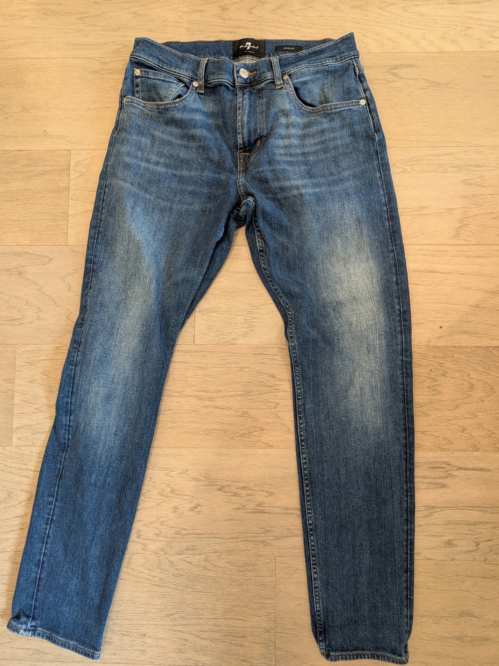 7 For All Mankind Slim Straight Jeans in Medium Blue Wash